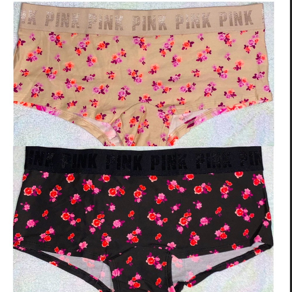 2 Pink Victoria ’s Secret cotton boyshort panties bundle